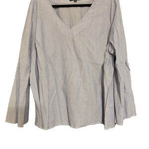 Eloquii Blue Pin Striped Women's Top